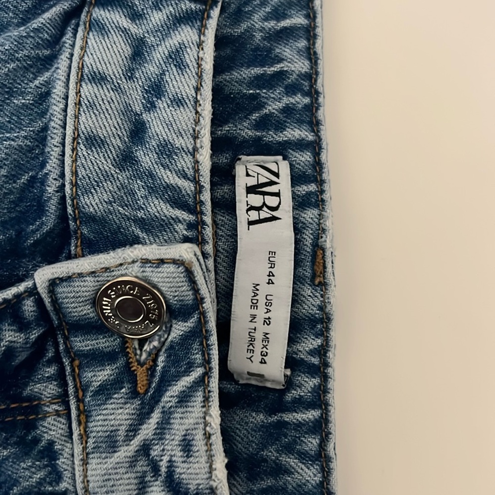 Zara wide leg split distressed denim